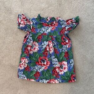 Janie and Jack Floral Cotton Ruffle Detail Top